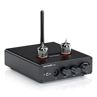 Fosi Audio T20X Amplificador de tubo Bluetooth Receptor estéreo 2 canales Clase D Mini preamplificador/amplificador Hi-Fi para auriculares/altavoces pasivos con 5654 tubos de vacío