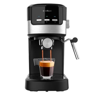 Cecotec Cafetera Espresso Compacta Power Espresso 20 Pecan. 1100W, 20 Bares, Sistema Thermoblock, Vaporizador Orientable, Brazo Portafiltros con Doble salida y 2 Filtros, 1,25 Litros