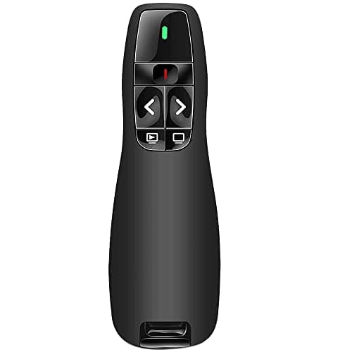 Ergonómico Pasador Diapositivas Mando Ordenador Powerpoint, 2,4GHz Presentador Inalambrico Mando Presentaciones USB Distancia Puntero Powerpoint Remote Presenter para Computadora Windows Mac