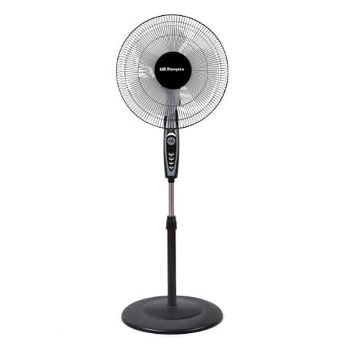 Orbegozo SF 0148, Ventilador de pie, 50 W, 3 velocidades de ventilación, oscilante, altura regulable, silencioso, rejilla de seguridad, tamaño de aspas 40 cm, color negro