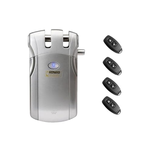 Splenssy Cerradura de control remoto inalámbrico Seguridad Invisible Entrada de la puerta sin llave Cerradura inteligente Aleación de zinc Metal con 2/4 llaves remotas Sistema de seguridad