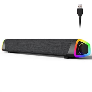 SOULION R30 Plus Altavoces PC, Funciona con USB Barra de Sonido, Bluetooth Altavoces para Ordenador Luces LED con botón de Interruptor, Barra de Sonido para Ordenador Portátil, Móvil, Computadora