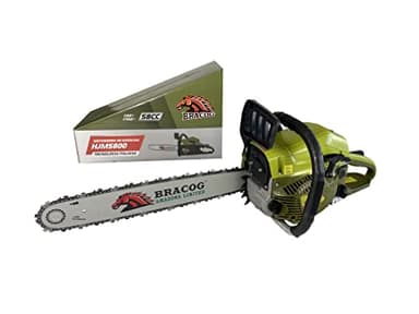 BRACOG Motosierra Gasolina Profesional Amazona (58 cc, Espadín 50cm). Motosierra Anti-vibración con Cadena 20" Motor de 2 Tiempos, 3.2 cv. Motosierra de Alto Rendimiento Arranque Easy-Start