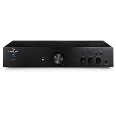 Auna Amplificador Audio Equipo de Musica para Casa, Amplificador HiFi y AV, Control de Agudos y Bajo, Amplificadores de Sonido Subwoofer, 1 Canal Audio y Altavoz, Mando, Entrada AUX, MP3 y CD