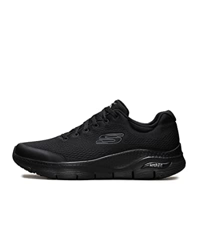 Skechers Arch FIT, Zapatillas Hombre, Black Textile Synthetic Trim, 42.5 EU