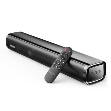 MEVOSTO Barra de sonido para dispositivos de TV, PC, Gaming Mini 60 W, 2,1 canales, altavoz de subwoofer integrado, ordenador con USB Digital Audio/BT5.4/óptico/AUX Voice Enhance 3 EQ, compatible con