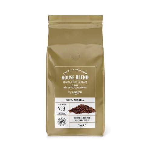 by Amazon Café En Grano Natural, Puro arabica, tueste medio, 1kg - certificados por Rainforest Alliance