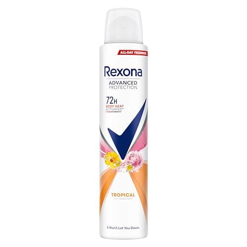 Rexona Advanced Protection Desodorante antitranspirante Aerosol Mujer Tropical 72 horas con tecnología Body Heat Activated 200 ML