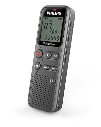Philips VoiceTracer Grabadora de Audio DVT1120 - Mono PCM, Conexión a PC, 8GB, USB, Gris