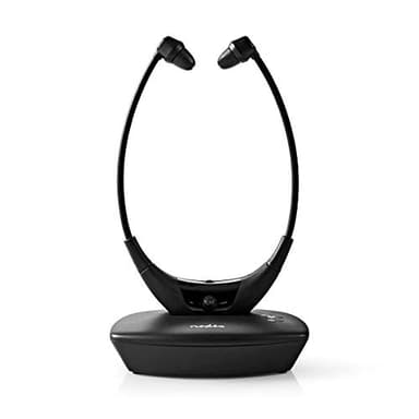 NEDIS Auriculares inalámbricos para TV, Radio y frecuencia, 4,5 H, AUX, USB y Base de Carga, Color Negro, Talla única
