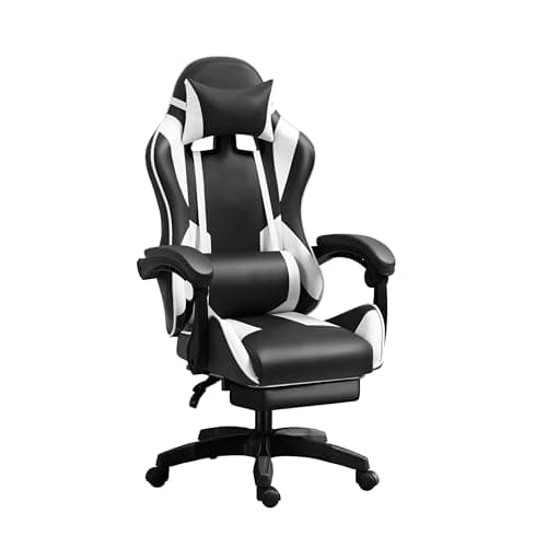 IZTOSS Silla Gaming Ergonómica - Silla Gamer con Respaldo Regulable, con Reposacabezas, reposabrazos y Soporte Lumbar (ED-Blanc)