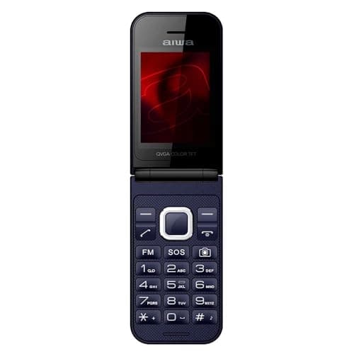 Aiwa FP-24BL: Teléfono Móvil Senior 2.4" con Doble Pantalla, Dual SIM, Conexión Bluetooth, 32MB RAM + 32 MB ROM, microSD, diseño Slim, Azul