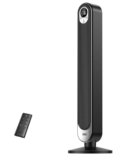 Dreo Ventilador Silencioso de Torre，Potente Ventiladores Bajo Consumo con Mando a Distancia, 7,92 m/s de Velocidad, Oscilante de 90° con 6 Velocidades, 4 Modos, Temporizador de 12 Horas