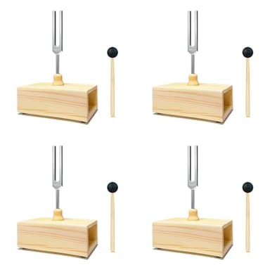 VENEKA 4X DipasóN de 432 Hz con Caja de Resonancia, para CuracióN con Sonido, EnseñAnza de Resonancia del DiapasóN, Pruebas de AudicióN, MeditacióN