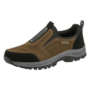 POIUIYQA Zapatos para Caminar para Hombre, Zapatillas de Senderismo al Aire Libre, Zapatos de Senderismo sin Cordones para Hombre, Zapatos Ortopédicos, Zapatos Ligeros para el Trabajo