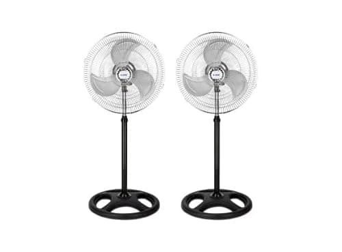 UBOON Ventilador de Pie AONE, 18 Pulgadas (45 cm), 70W-80W, Oscilante, 3 Velocidades, Altura Ajustable 110-130 cm, Motor Silencioso, Fácil de Montar (PACK DE 2)