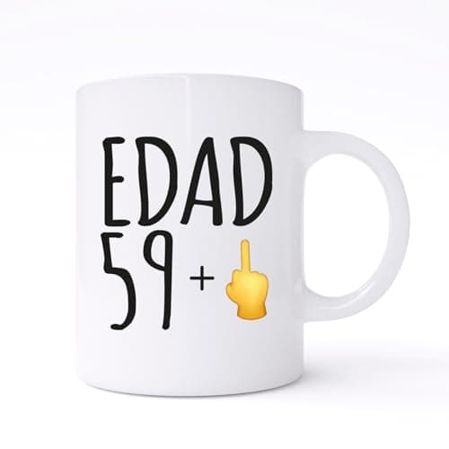 Taza 60 cumpleaños hombre o mujer Regalo Original - Taza de desayuno personalizada - Regalos divertidos de 60 cumpleaños - 60 aniversario broma - Regalos amigas - Taza 60 años sesenta años