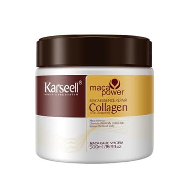 Karseell Colágeno Mascarilla Pelo, Maca Esencia Reparación Profunda Aceite de Argán Mascarilla Capilar para Seco y Dañado el Cabello Todo Tipo de Cabellos 500ml