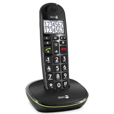 Doro PhoneEasy 110 Teléfono Inalámbrico DECT para Personas Mayores con Teclas Grandes Parlantes, Función de Llamada Interna y Audio Amplificado [Versión Española y Portuguesa] (X 1 / Negro)