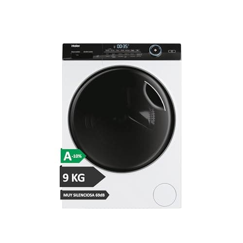 Haier I-Pro Series 5 HW90-B14959EU1IB- Lavadora Carga Frontal 9KG, Función Vapor, Motor Direct Motion, Tratamiento Antibacterias, 1400 RPM, Fin Diferido, Detector Automático de KG, 12 Programas,Blanco