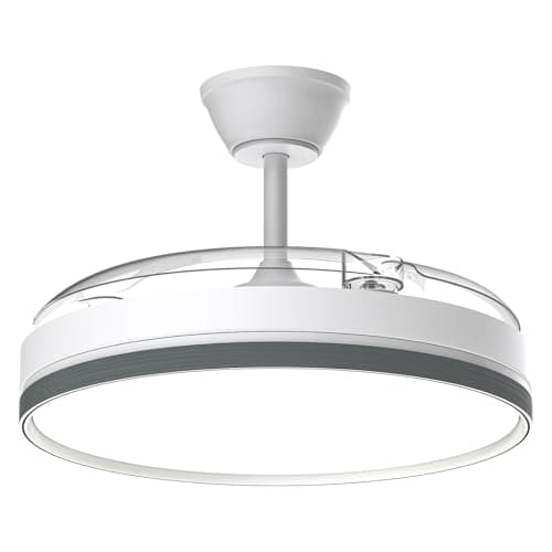 Airwit 106cm Ventilador de Techo con Luz Aspas Retráctiles, 69W Lampara Ventilador Techo Silencioso con Mando y DC Motor para Dormitorio, Salon, Cocina, Temporizador, 3 Tonos de Luz, Blanco