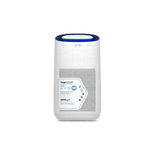 SPC ESPIRARE MAX – Purificador de aire inteligente Wi-Fi para estancias grandes, 4 fases de filtrado, filtro True HEPA 13, luz ultravioleta, supersilencioso, compatible con asistentes de voz