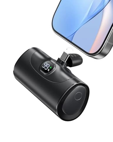 Mini Universal Bateria Externa Carga Rapida Power Bank, 5000mAh Cargador Portatil Movil con Soporte Integrado, Powerbank Conector USB-C Plegable Compatible Samsung iPhone 15/16 Xiaomi Android Huawei