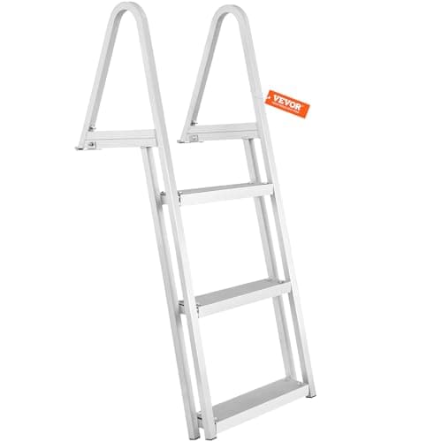 VEVOR Escalera de Muelle, 3 Escalones Extraíbles, Escalera de Pontón de Aleación de Aluminio con Escalón Pedales Antideslizantes Fácil de Instalar para Barco, Lago, Piscina, Embarque Marino