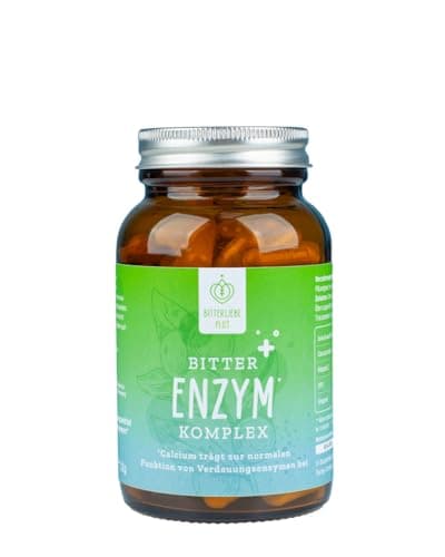 BITTER LIEBE Cápsulas complejas de enzimas amargas con 5 enzimas digestivas - contra la flatulencia - con papaína, lactasa, alfa-amilasa, lipasa y proteasa - paquete mensual
