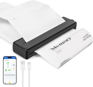 Impresora Termica Portatil A4, Impresora Inalámbrica Portátil Bluetooth Impresora Móvil Sin Tinta, Compatible con Formato A4, Impresora Térmica Compatible con Smartphone y Portátil