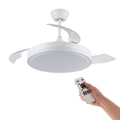 M Ledme - Ventilador de Techo con luz Led Herben 68W, Mando a Distancia, Bajo consumo, motor DC, 6 velocidades, Silencioso,3 Aspas retráctiles, función verano-invierno, temporizador. LM8095