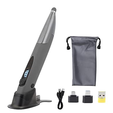 Ratón óptico con bolígrafo de Bolsillo, bolígrafo de ratón de Escritura a Mano con Pantalla capacitiva inalámbrica de 2,4G con adaptadores para Windows XP/7/8/10 (Gris-Plata)