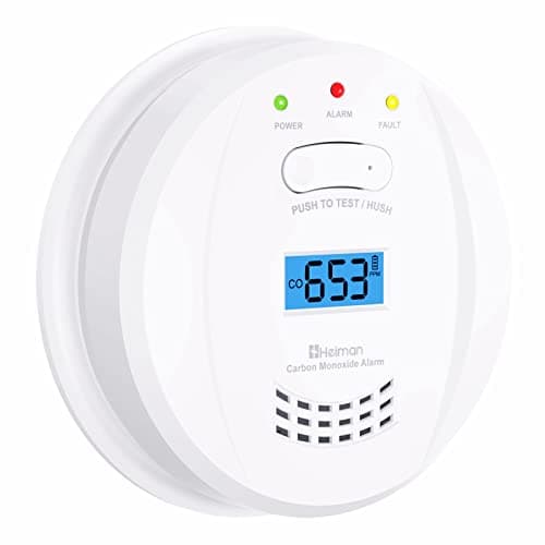 HEIMAN Detector de monóxido de Carbono, EN 50291, Alimentado por baterías de 5 años y Sensor de 10 años, Alarma CO, con Pantalla LCD-723ESY