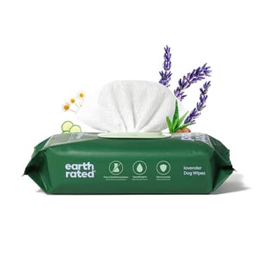 Earth Rated Toallitas hipoalergénicas para Perros, para Limpiar y Eliminar olores de Patas, Cuerpo y Trasero, Cachorros y Perros Adultos, Aroma a Lavanda, 100 Unidades