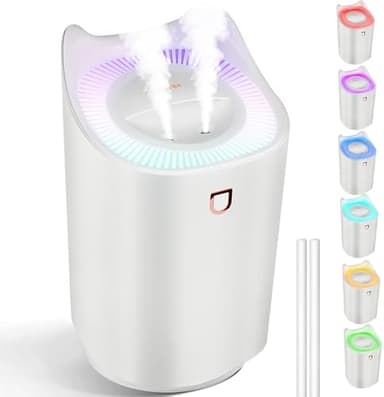 Kihhvlo Humidificador de Silencioso para Bebes, 3L 24 Horas Habitacion Vapor Humificadores, 2 Boquillas y 3 Modos para Dormitorio Oficina (Blanco)