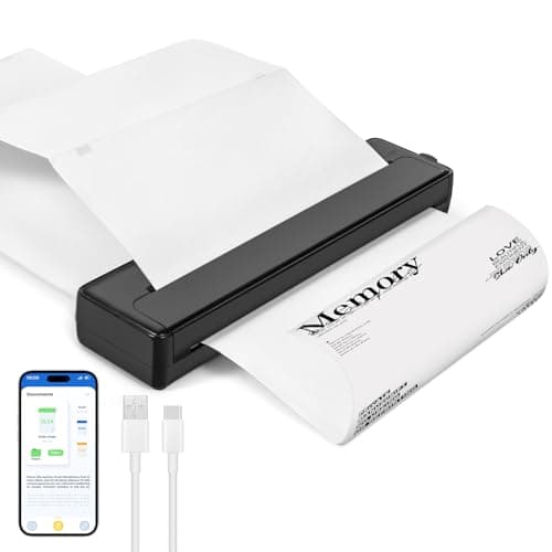 Impresora Termica Portatil A4, Impresora Inalámbrica Portátil Bluetooth Impresora Móvil Sin Tinta, Compatible con Formato A4, Impresora Térmica Compatible con Smartphone y Portátil