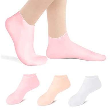 ACWOO Calcetines Hidratantes, 3 Pares Calcetines Hidratantes de Silicona, Calcetines de Pedicura, Calcetines De Silicona, Calcetines Silicona para Spa para el Cuidado de la Piel Seca y Agrietada