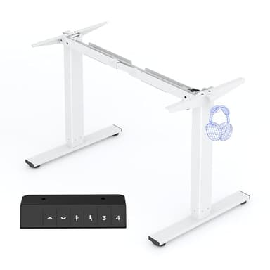 FLEXISPOT Escritorio Elevable Eléctrico Marco de Escritorio de Altura Regulable, Standing Desk Mesa Elevable Eléctrico con 2 Ganchos 4 Botones de Memoria-Blanco