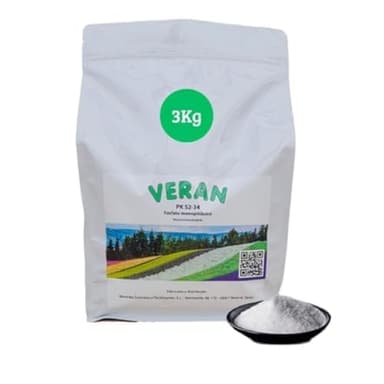 VERAN | Fertilizante de Fosforo y Potasio para Flores, Citricos y Huerto 3Kg | PK 52-34 | Estimula el Crecimiento y el Florecimiento Hidrosoluble | Fertilizante con Fosforo y Potasio