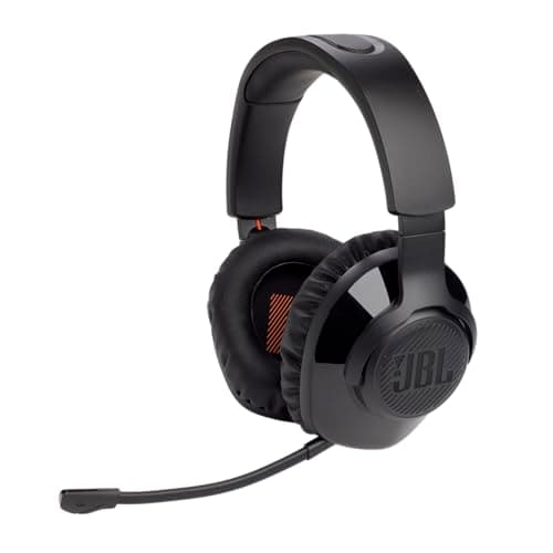 JBL Quantum 350 Auriculares para gamers con un diseño de diadema y micrófono Boom desmontable, tecnología QuantumSURROUND disponible para Windows y conectividad USB, negro