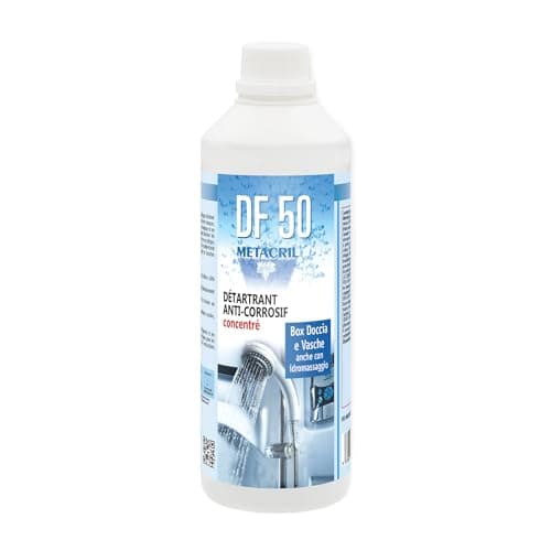 Metacril DF50, desincrustante anticorrosivo concentrado para mamparas de ducha, cristales, grifos, bañeras de hidromasaje, sanitarios – 500 ml