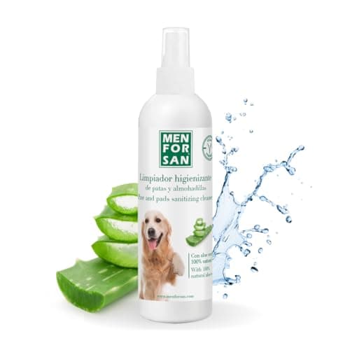 MENFORSAN Limpiador de Patas y Almohadillas para Perros | Higiene para Subirse al Sofa y Cama | Spray para Cualquier Raza | con Aloe Vera 100% Natural | Producto Vegano | 125 ml