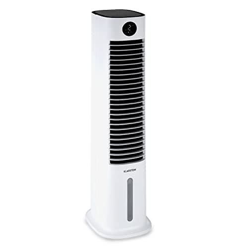 Klarstein 80 W, Climatizador Portatil Frio 5 en 1 Ionizador, Mini Enfriador de Aire Evaporativo Agua, Silencioso Modo Noche, App, Humidificador, Ventilador, Purificador, Aparatos Aire 462m³/h, Blanco