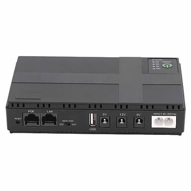10400mAh Mini UPS Batería de Respaldo, 5V 9V 12V 2A POE Fuente de Alimentación Ininterrumpida, Sistema UPS de Espera Básico Compacto para WiFi Cámara Enrutador Luz LED Módems