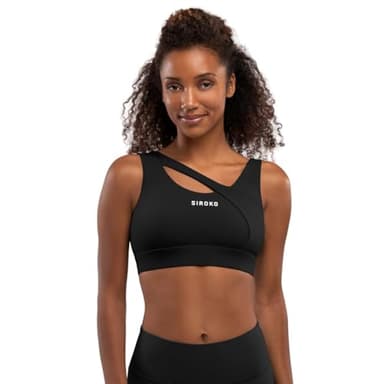 SIROKO Sujetador Deportivo Alto Impacto Fitness Cross Black Negro S