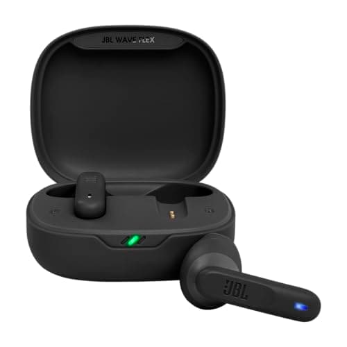 JBL Wave Flex, auriculares inalámbricos In-Ear con resistencia al agua IP54 e IPX2, tecnología TalkThru y AmbientAware y 32 horas de duración de la batería, en negro