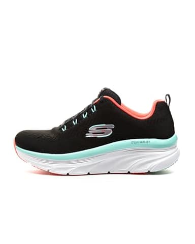 Skechers D'lux Walker 149368, Zapatillas Mujer, Black Mesh Mint Trim, 39 EU