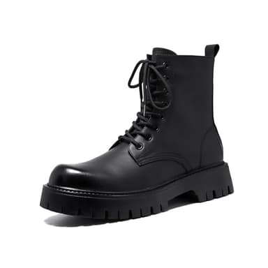 MANLADUO Botas altas de cuero para hombre, estilo británico, con cremallera, inspiradas en ropa de trabajo vintage americana, Negro -, 44 EU