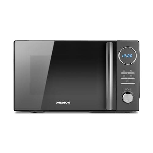 MEDION Microondas 3 en 1 con Grill y función de aire caliente (23 litros, 900 vatios, 1.000 vatios grill, 1.680 vatios de aire caliente, 10 programas automáticos, función de descongelación, pantalla