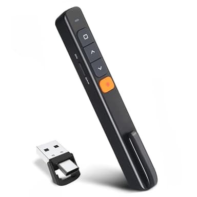 LacyMC Presentador Inalámbrico,Presentador de Diapositivas Remoto Mando para Powerpoint Presentación,con Receptor USB/Tipo-C 2 en 1,para Presentación, Enseñanza, Oficina, Conferencias, etc